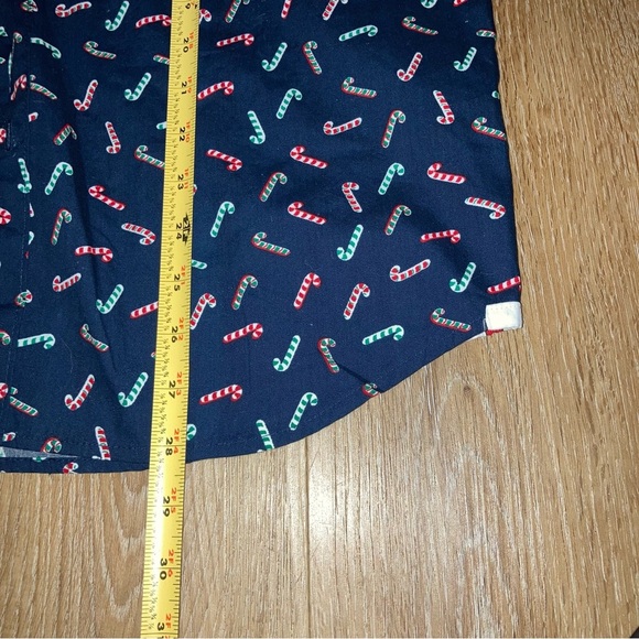 Men's Christmas Navy Blue Candy Cane Print Shirt Size Medium | Holidays - Picture 8 of 10